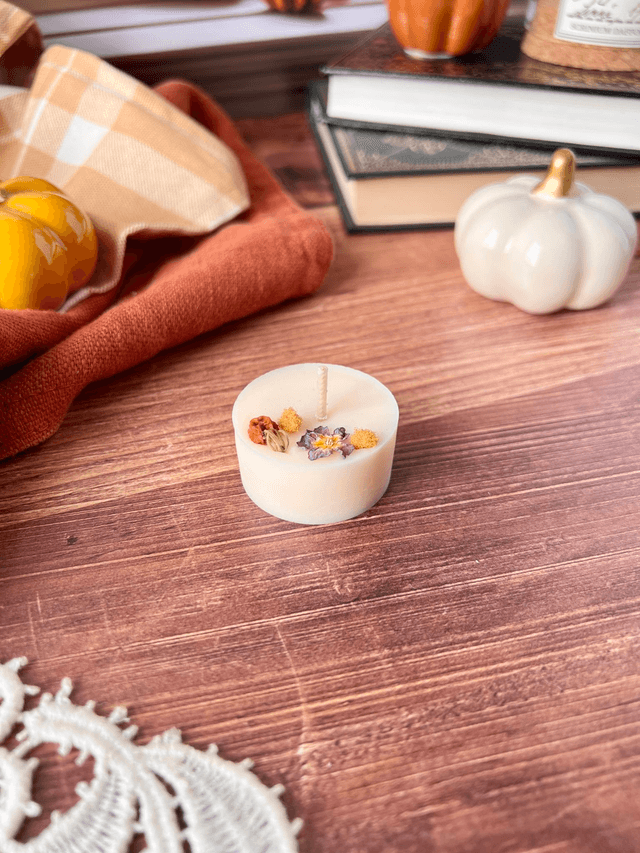 🍁 Mini bougie fleurie - parfum Brume matinale - à l'unité