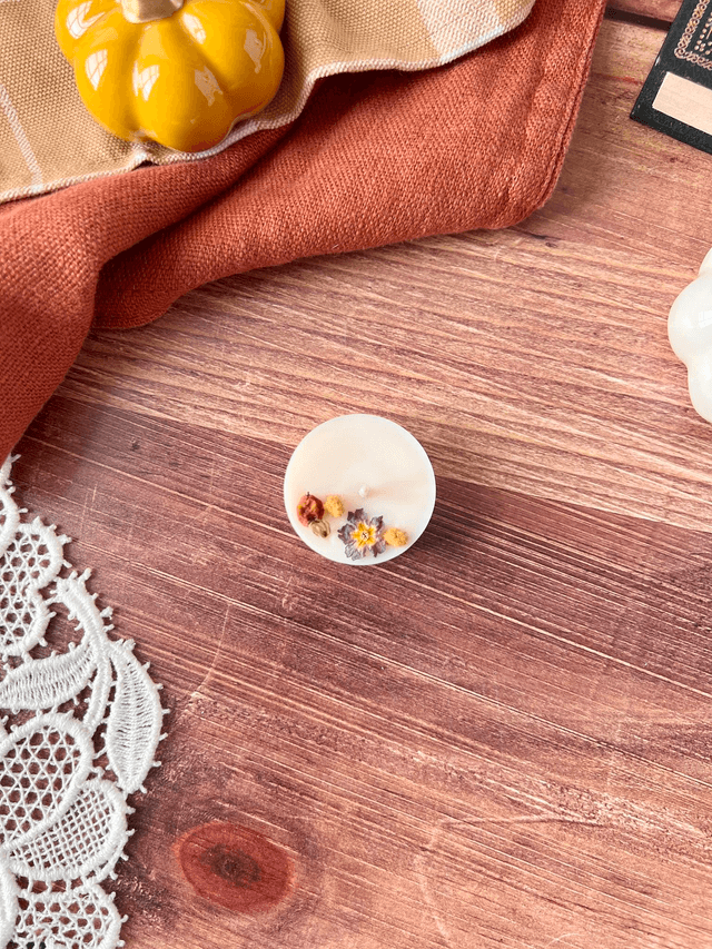 🍁 Mini bougie fleurie - parfum Plaid chaleureux - à l'unité