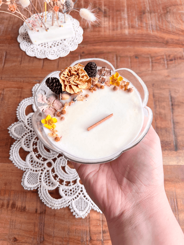 ✨ Bougie Sucre d'orge - grand ramequin "fleur pétale rond"