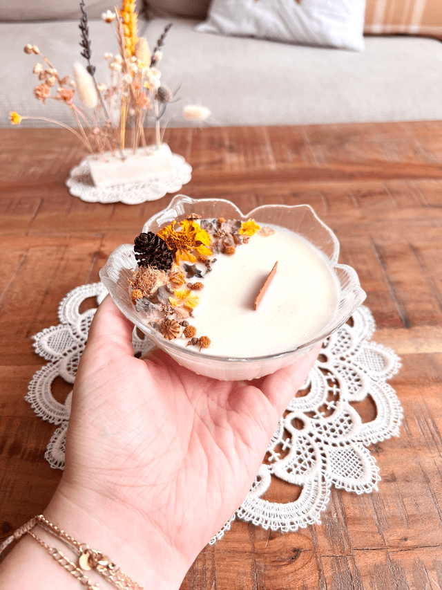 ✨ Bougie Sucre d'orge - grand ramequin "fleur pétale pointus"