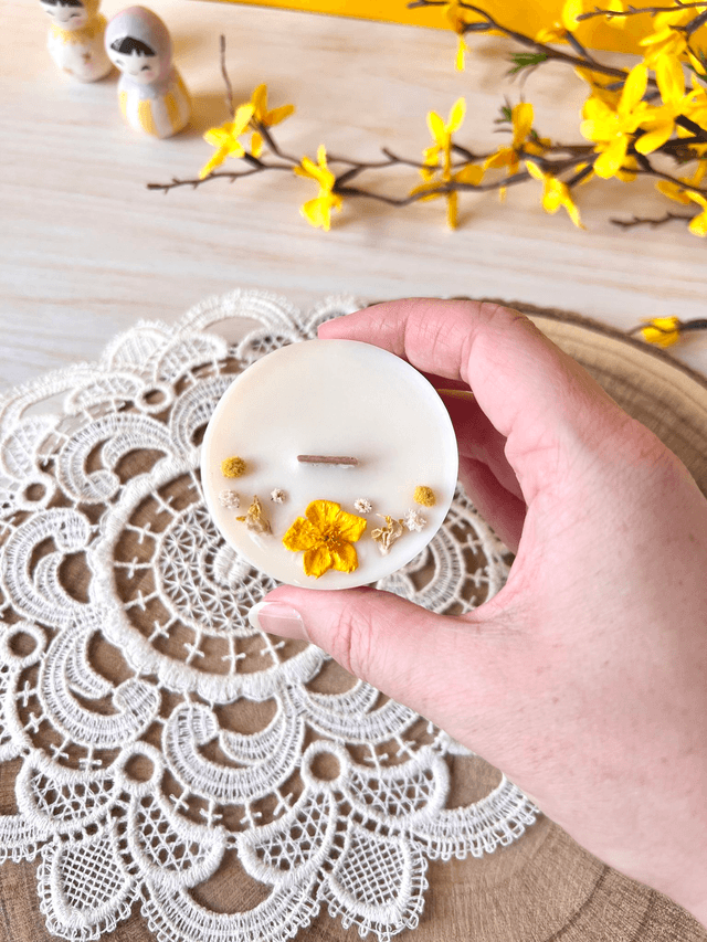 🌼 Maxi bougie fleurie - parfum Citronnelle