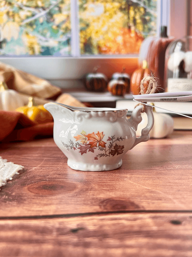 🍁 Bougie Brume matinale - mini pot à lait "feuilles d'automne"