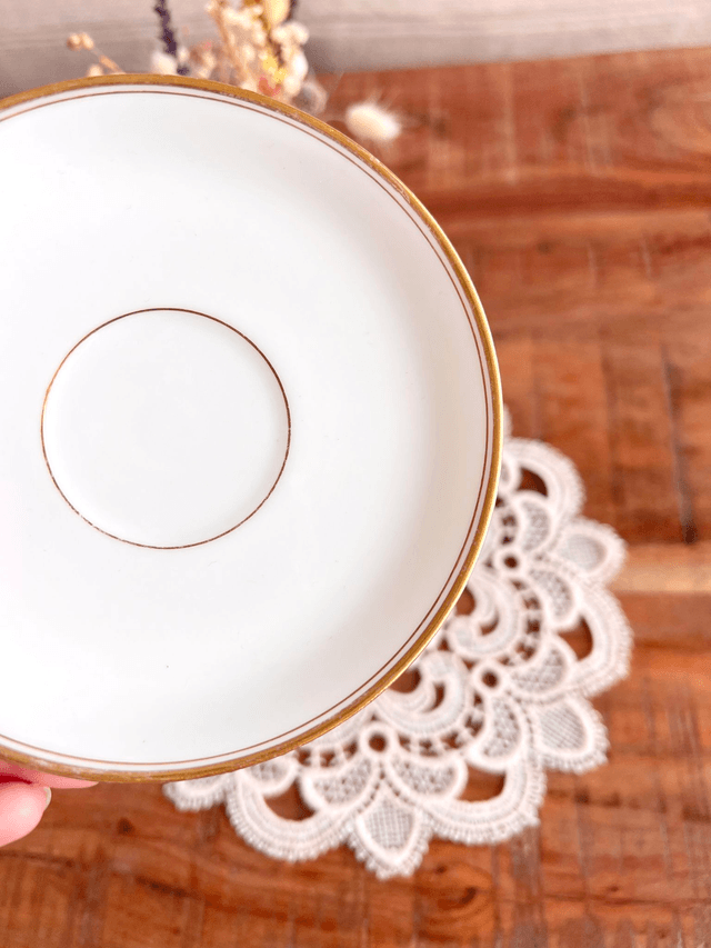 ✨ Sous tasse - en porcelaine "double liseré or"