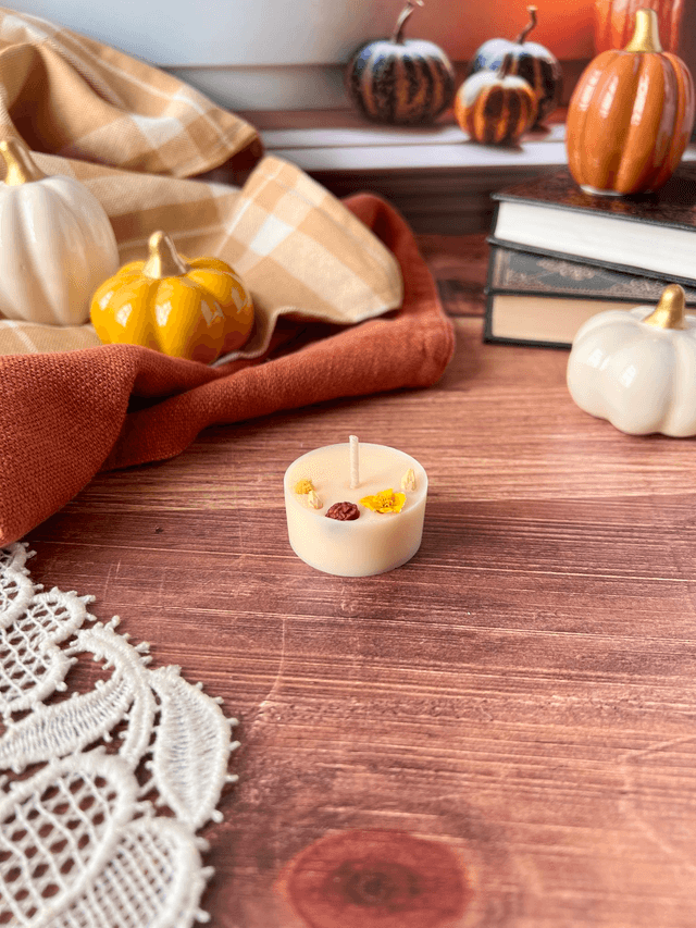 🍁 Mini bougie fleurie - parfum Café - à l'unité