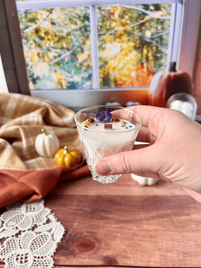 🍁 Bougie Citrouille merveilleuse - verre "facettes"