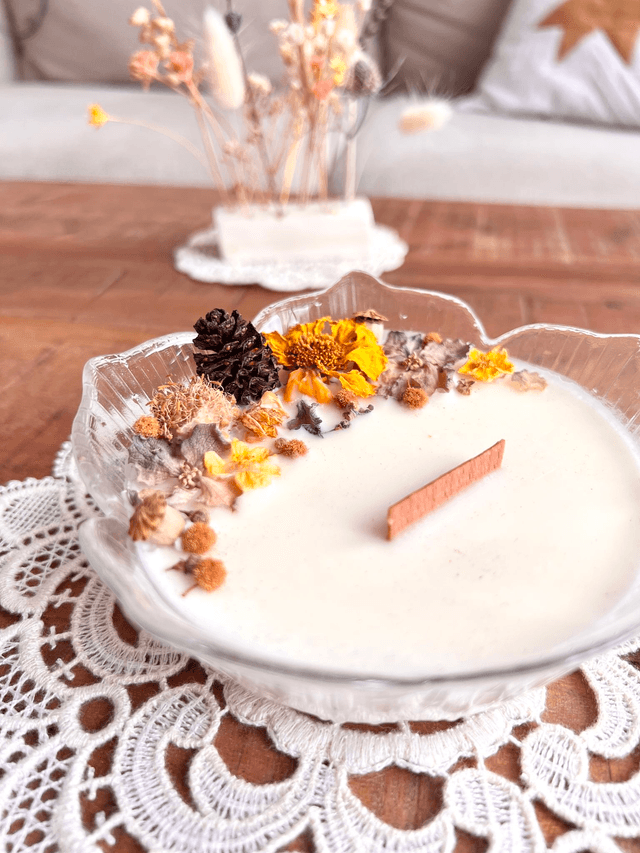 ✨ Bougie Sucre d'orge - grand ramequin "fleur pétale pointus"