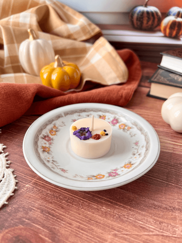 🍁 Mini bougie fleurie - parfum Citrouille merveilleuse - à l'unité