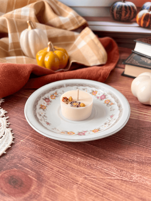 🍁 Mini bougie fleurie - parfum Plaid chaleureux - à l'unité