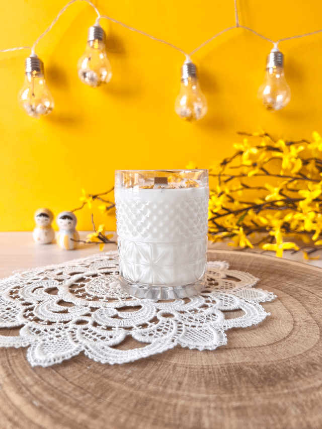🌼 Bougie Citronnelle - grand verre "facettes" 
