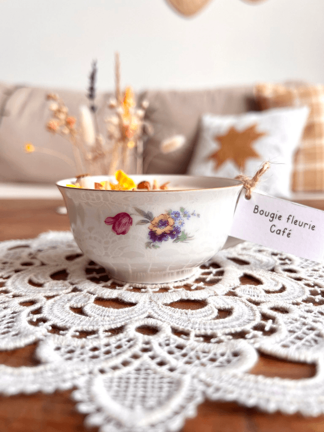 Bougie Café - tasse à thé "bouquet coloré"
