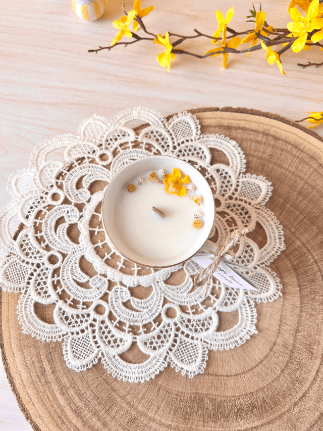 🌼 Bougie Citronnelle - tasse à café "petits bouquets"