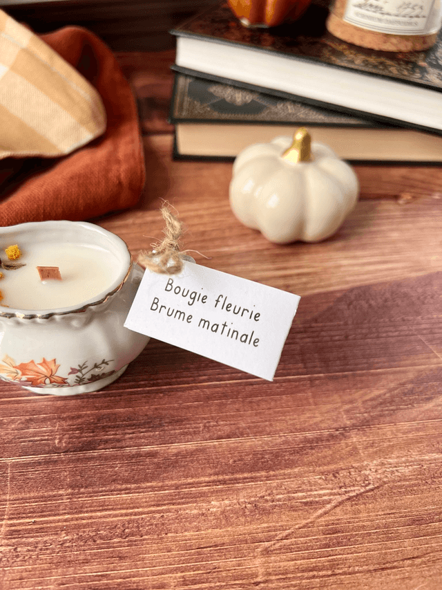 🍁 Bougie Brume matinale - mini pot à lait "feuilles d'automne"
