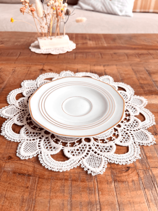 ✨ Sous tasse - en porcelaine "triple liseré or"