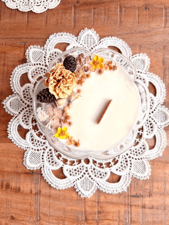 ✨ Bougie Sucre d'orge - grand ramequin "fleur pétale rond"