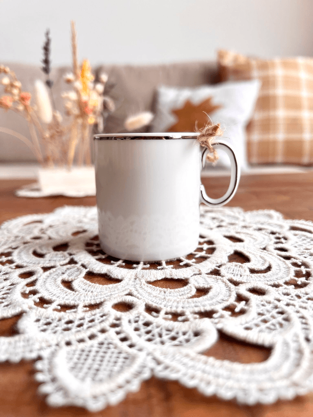 Bougie Non parfumée - tasse à café "liseré argent"