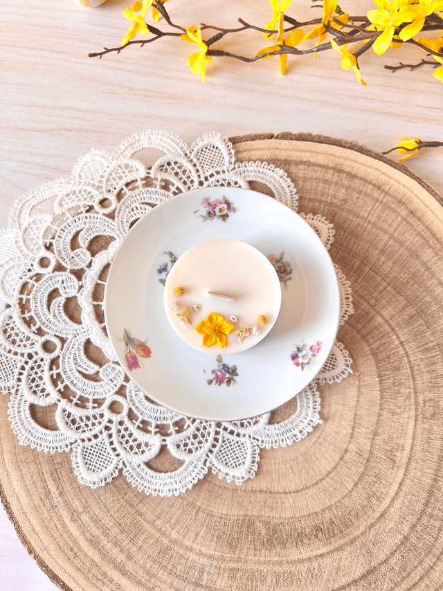 🌼 Maxi bougie fleurie - parfum Citronnelle