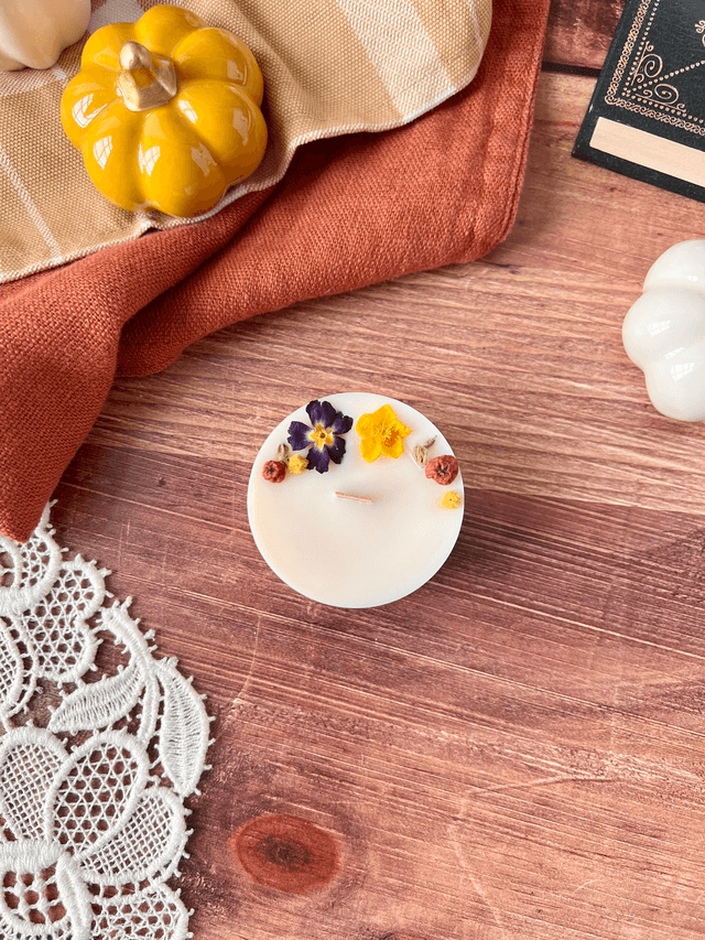 🍁 Maxi bougie fleurie - parfum Brume matinale