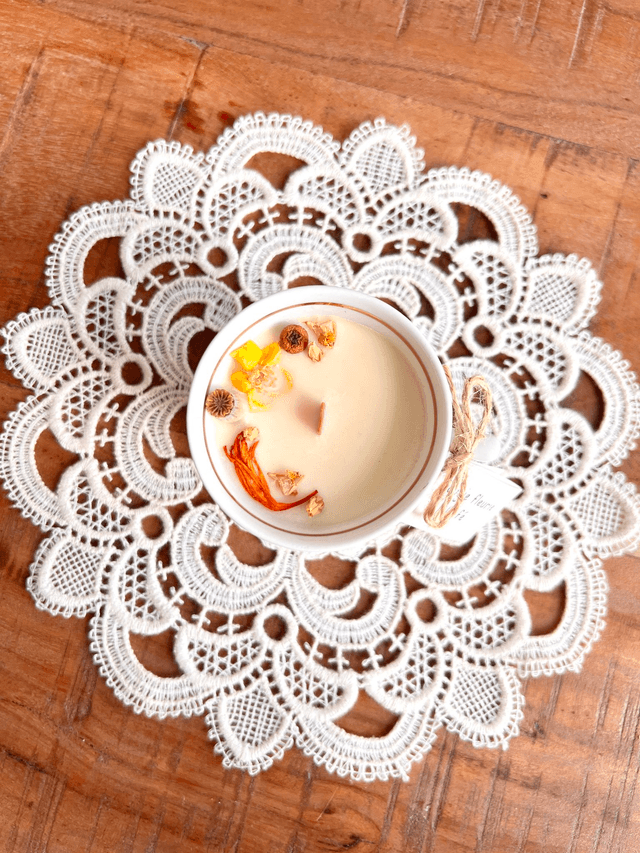 Bougie Café - tasse à café "frise dorée"