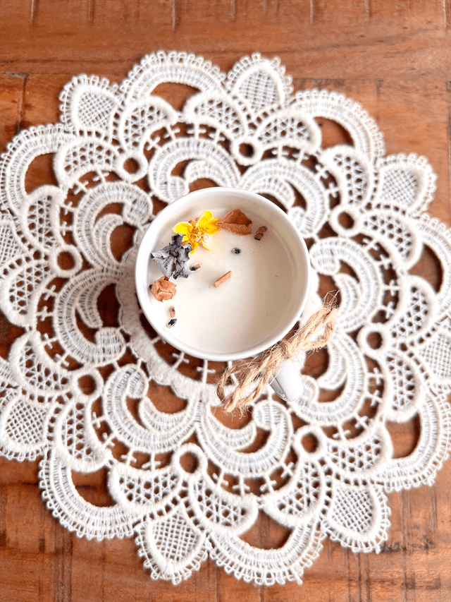 Bougie Non parfumée - tasse à café "liseré argent"