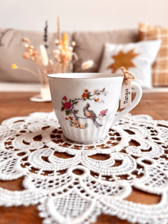 Bougie Mangue - tasse à café "paon"
