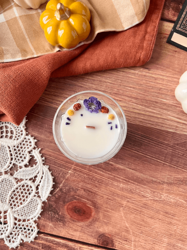 🍁 Bougie Citrouille merveilleuse - verre "facettes"