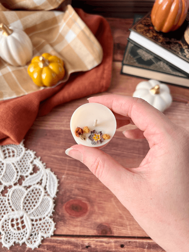 🍁 Mini bougie fleurie - parfum Brume matinale - à l'unité