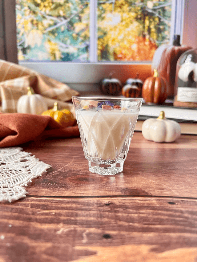 🍁 Bougie Citrouille merveilleuse - verre "facettes"