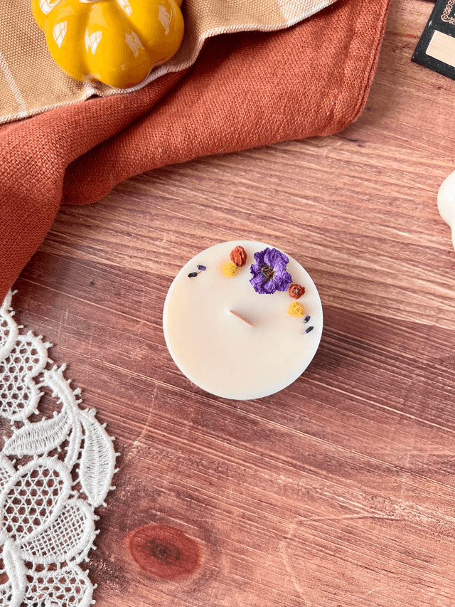 🍁 Maxi bougie fleurie - parfum Citrouille merveilleuse