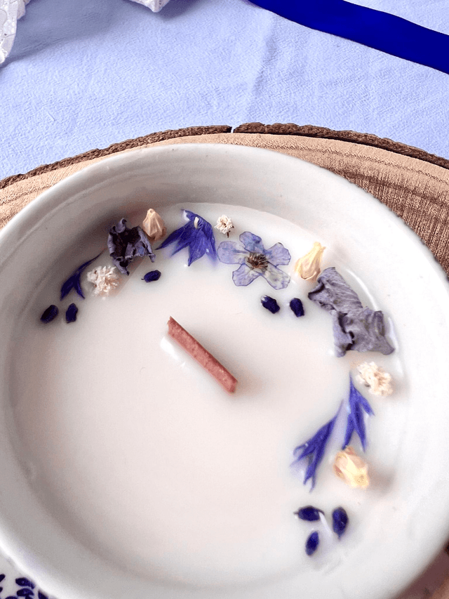 💙 Bougie Fleur de Lin - tasse à café "dentelle" en porcelaine avec sous tasse