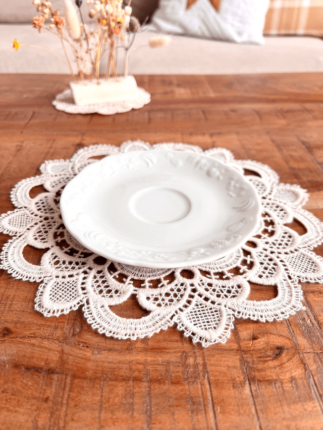 ✨ Sous tasse - en porcelaine "motifs fruits en relief"