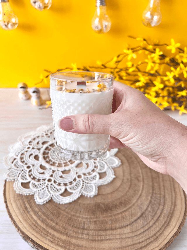 🌼 Bougie Citronnelle - grand verre "facettes" 
