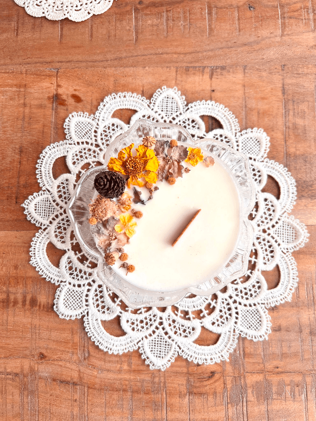 ✨ Bougie Sucre d'orge - grand ramequin "fleur pétale pointus"