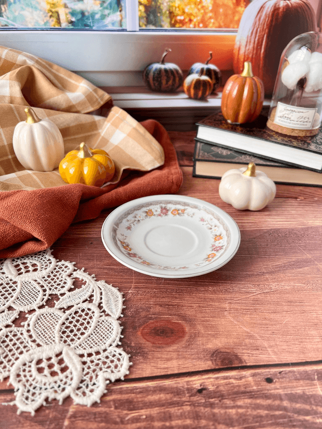 🍁 Sous tasse - en porcelaine "fleurs d'automne"