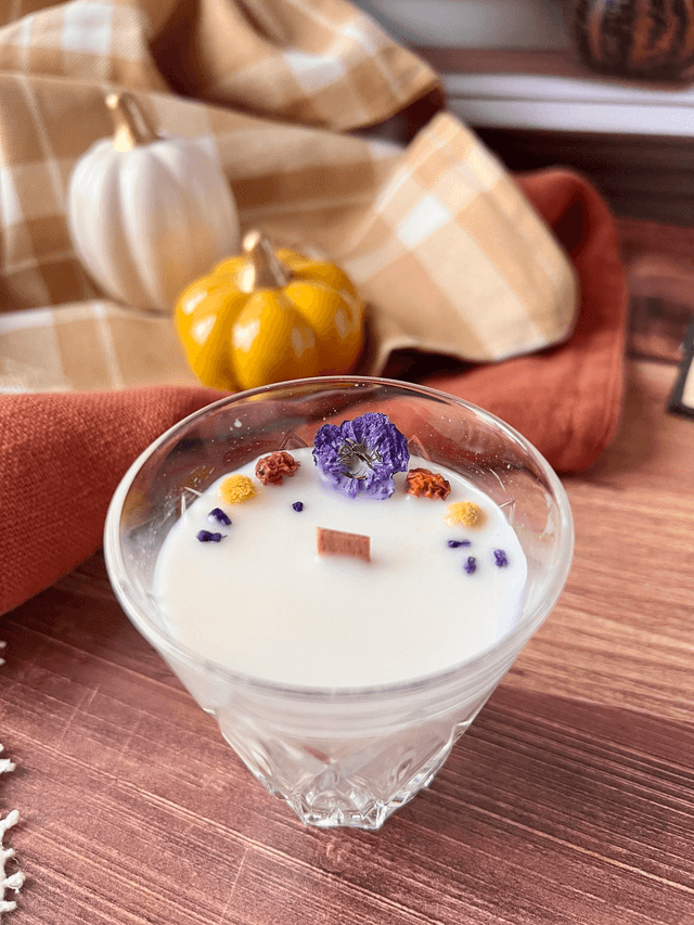 🍁 Bougie Citrouille merveilleuse - verre "facettes"