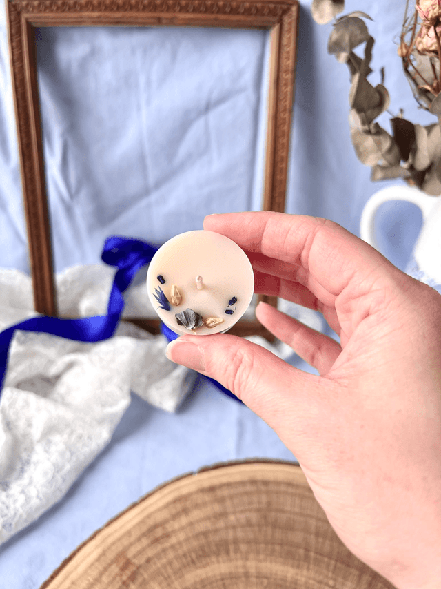 💙 Mini bougie fleurie - parfum Fleur de Lin - à l'unité