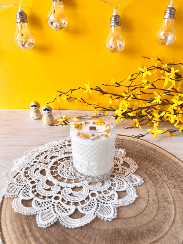 🌼 Bougie Citronnelle - grand verre "facettes" 
