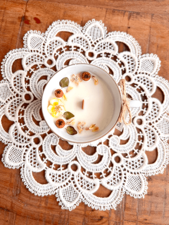Bougie Mangue - tasse à café "paon"