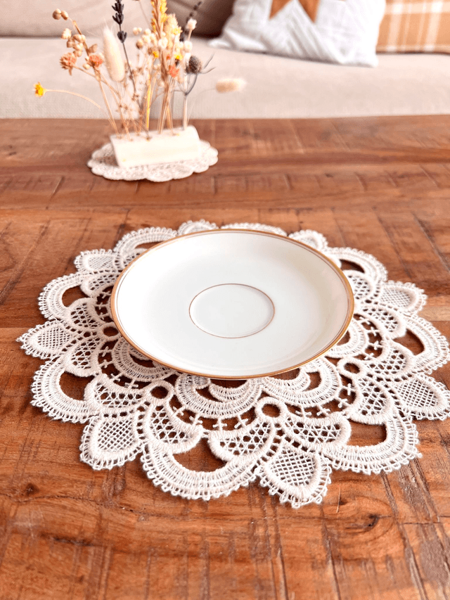 ✨ Sous tasse - en porcelaine "double liseré or"