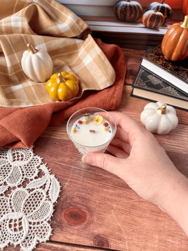 🍁 Bougie Plaid chaleureux - verre "facettes"