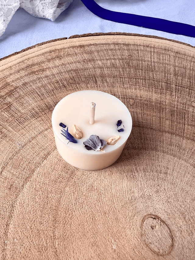 💙 Mini bougie fleurie - parfum Fleur de Lin - à l'unité