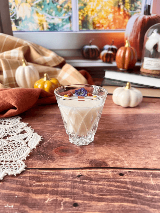 🍁 Bougie Citrouille merveilleuse - verre &quot;facettes&quot;