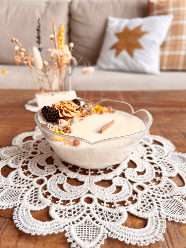 ✨ Bougie Sucre d&#039;orge - grand ramequin &quot;fleur pétale rond&quot;