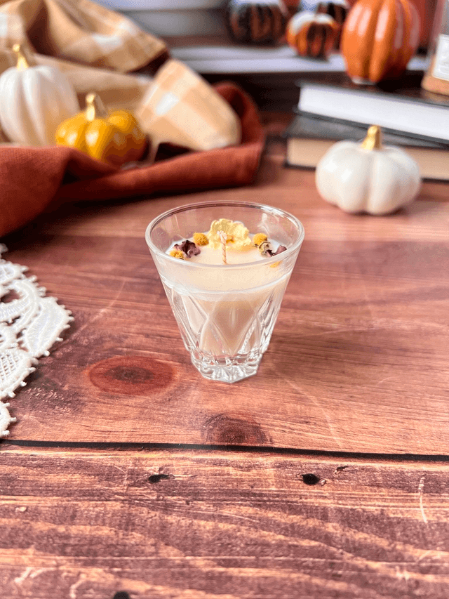 🍁 Bougie Thé noir vanille - mini verre &quot;facettes&quot;
