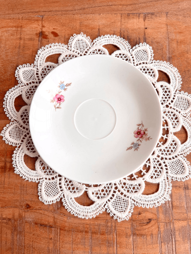 ✨ Sous tasse - en porcelaine &quot;petites fleurs roses et bleues&quot;