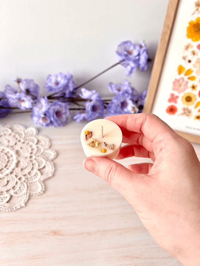 🌸 Mini bougie fleurie - parfum Frangipanier Jasmin (à l&#039;unité)