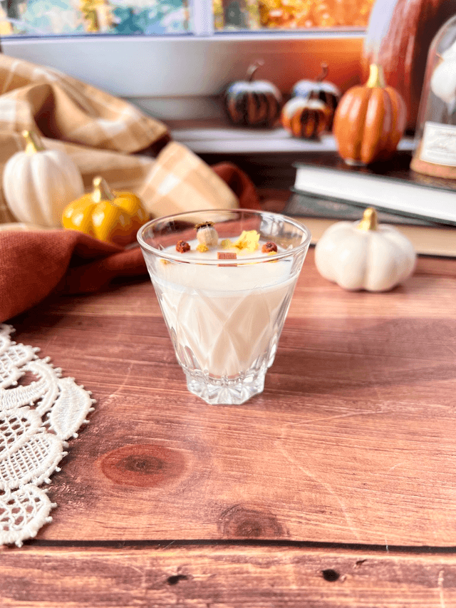🍁 Bougie Plaid chaleureux - verre &quot;facettes&quot;